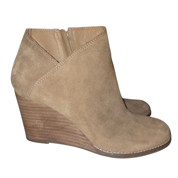 Lucky Brand Suede Yakeena Ankle Boots Wedge Sz 9.5 M - Picture 5 of 9